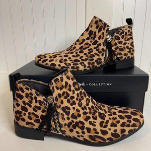 Leopard Print Ankle Booties - Women's Fashion Booties